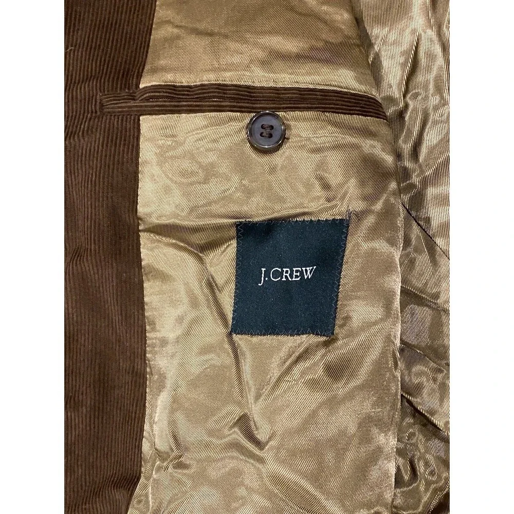 J.Crew Corduroy Blazer Jacket Men's 44R Brown Made In Poland W/ Italian Cashmere